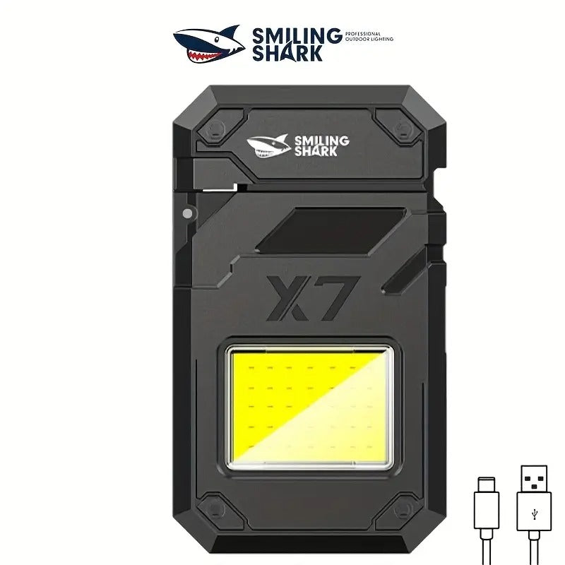 1pc SMILING SHARK Mini COB Light Rechargeable Portable Keychain