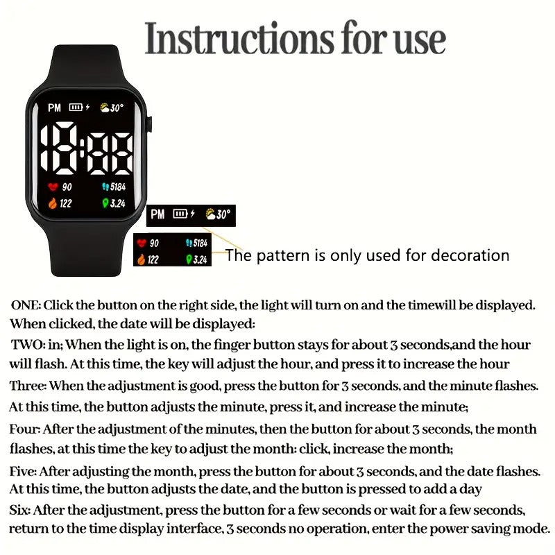 Fashionable and trendy square electronic watch