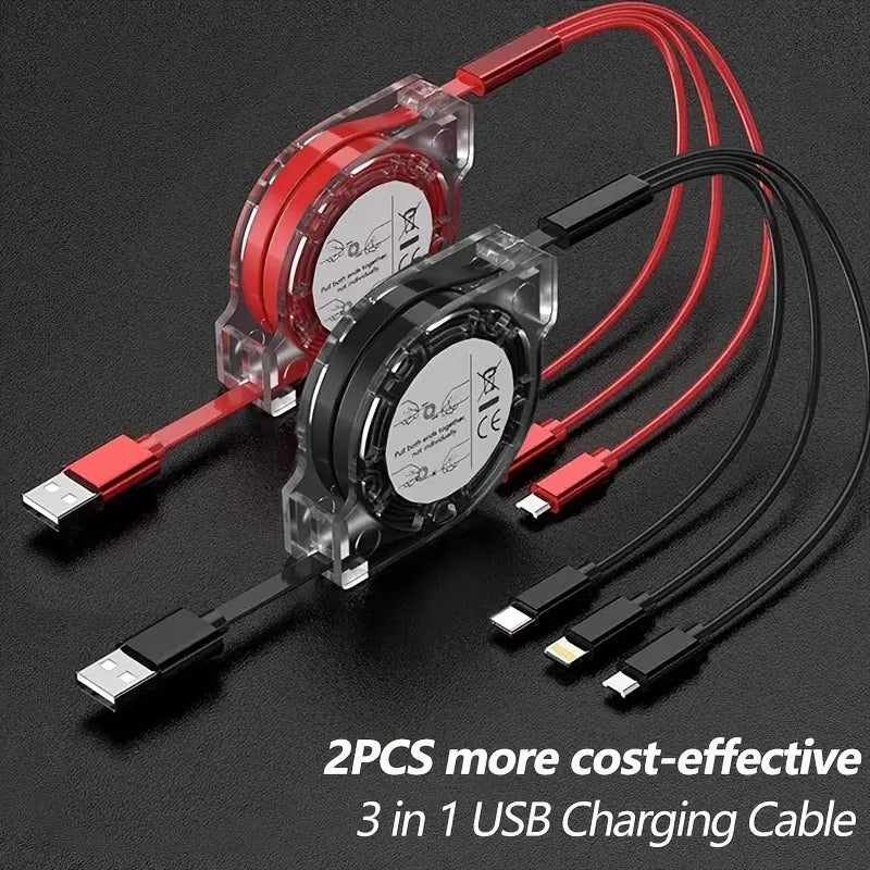 1/2pcs Retractable Multi Fast Charging Cord