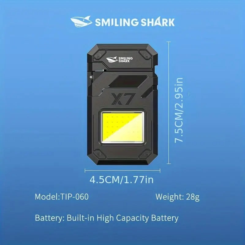 1pc SMILING SHARK Mini COB Light Rechargeable Portable Keychain