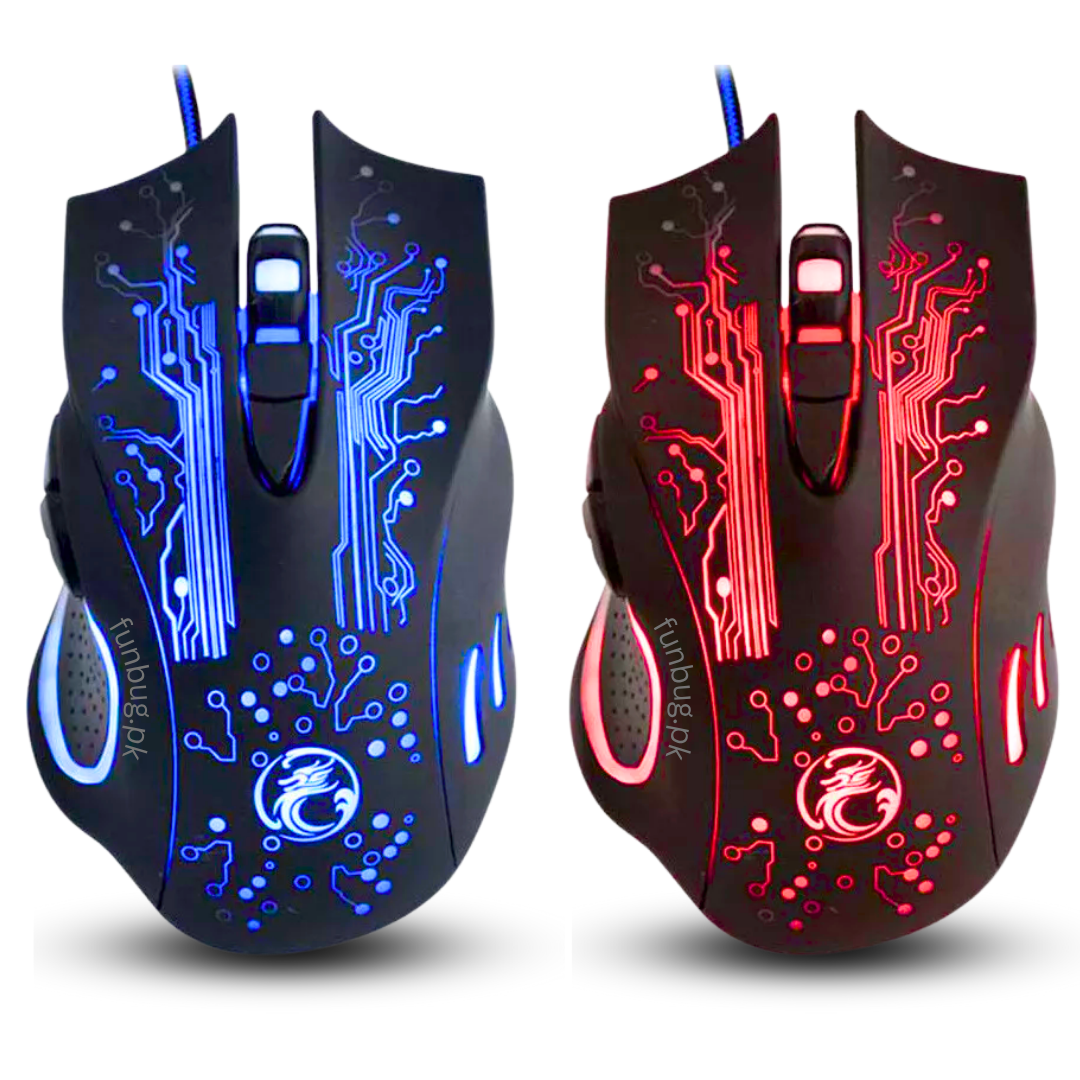 PRO Gaming Mouse RGB with 3200dpi - Breathing LED USB Wired Optical Computer Mouse with 6 Buttons & Braided Wire including Side Buttons - Mouse with FREE Mouse Pad for laptop, PC, Gaming & Office Use by FunBug